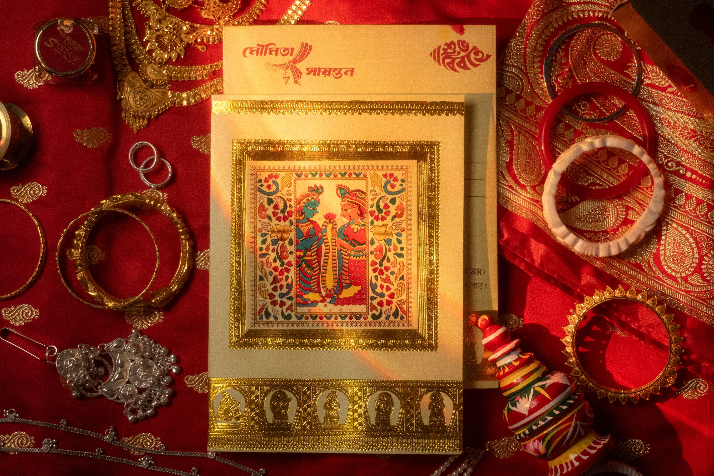 Traditional Indian wedding invitation card designed by Ever Green Event Management Traditional Indian wedding invitation card designed by Ever Green Event Management